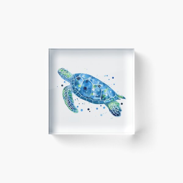 Sargasso Blue Sea Turtle Acrylic Block