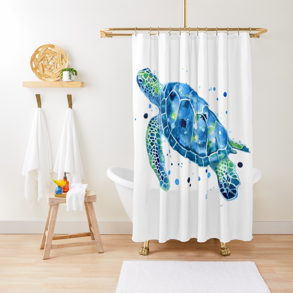 Sargasso Blue Sea Turtle Shower Curtain