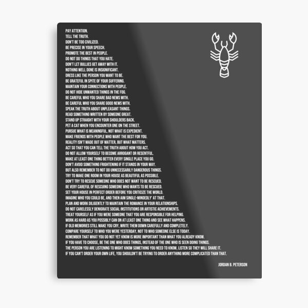 Jordan B Peterson's Rules Metal Print