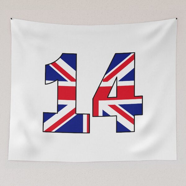 Item preview, Number 14 with UK flag on the background designed and sold by AllShirts21.