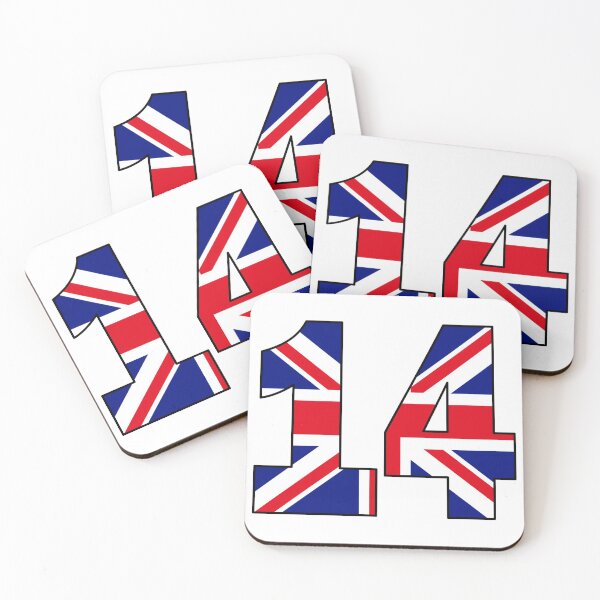 Item preview, Number 14 with UK flag on the background designed and sold by AllShirts21.