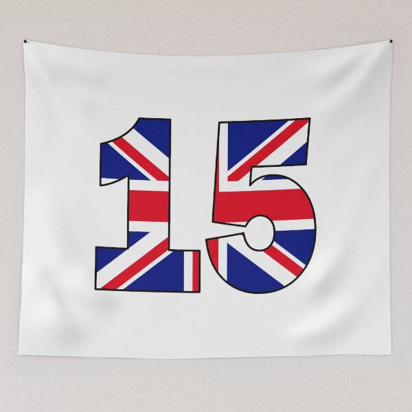 Item preview, Number 15 with UK flag on the background designed and sold by AllShirts21.