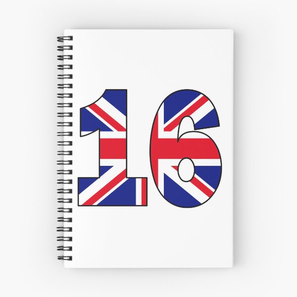 Item preview, Number 16 with UK flag on the background designed and sold by AllShirts21.