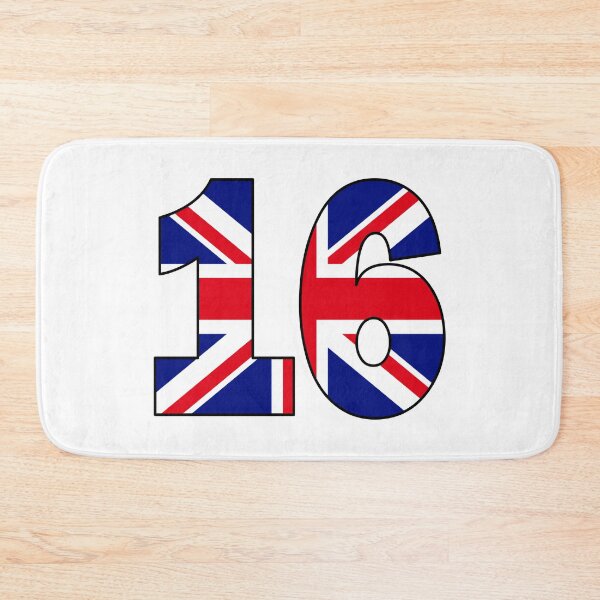 Item preview, Number 16 with UK flag on the background designed and sold by AllShirts21.