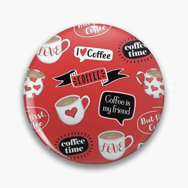 Item preview, Hand-Drawn Coffee Mugs - I Love Coffee - Muted Red, Black and White - 1st Version designed and sold by Elsy's Art.