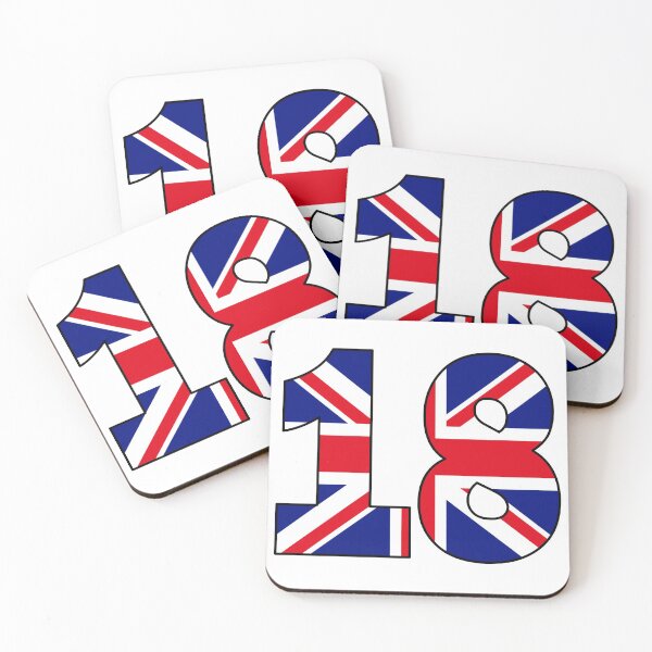 Item preview, Number 18 with UK flag on the background designed and sold by AllShirts21.
