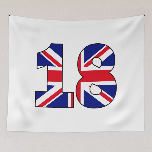 Item preview, Number 18 with UK flag on the background designed and sold by AllShirts21.