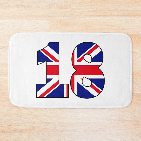 Item preview, Number 18 with UK flag on the background designed and sold by AllShirts21.