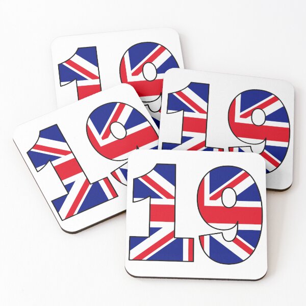 Item preview, Number 19 with UK flag on the background designed and sold by AllShirts21.