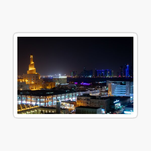 "Doha, Qatar at Night" Sticker by SafariByMarisa Redbubble