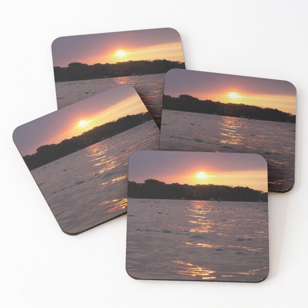 Item preview, wildfire smoke hazed sunrise on waves designed and sold by FringyGingy.