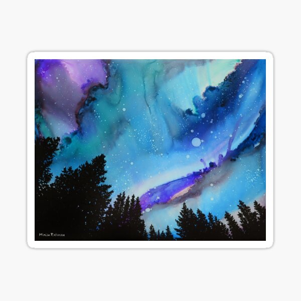 Night sky Ink Painting by Minisa Robinson Sticker