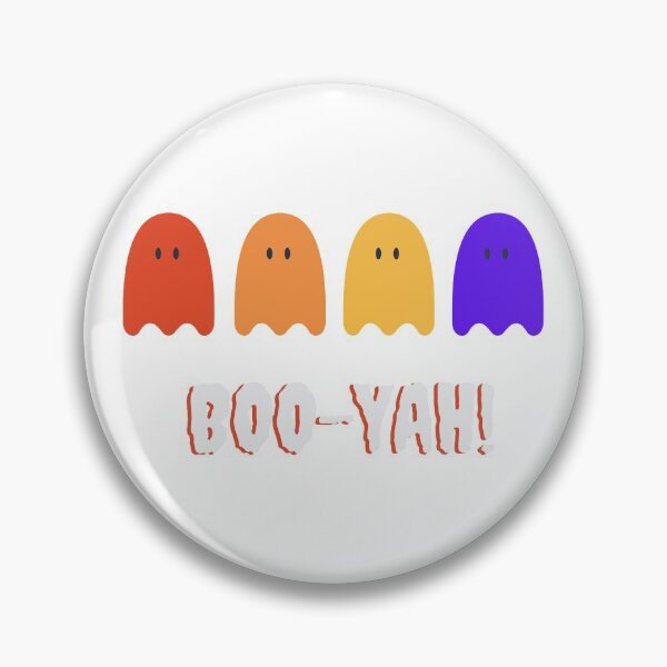 Item preview, Four Ghosts in classic Halloween colors say BOO-YAH! fun Halloween pattern designed and sold by Rabbitti.