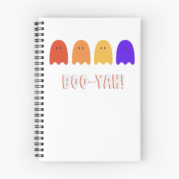 Item preview, Four Ghosts in classic Halloween colors say BOO-YAH! fun Halloween pattern designed and sold by Rabbitti.