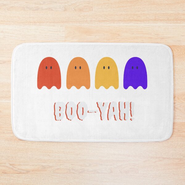 Item preview, Four Ghosts in classic Halloween colors say BOO-YAH! fun Halloween pattern designed and sold by Rabbitti.
