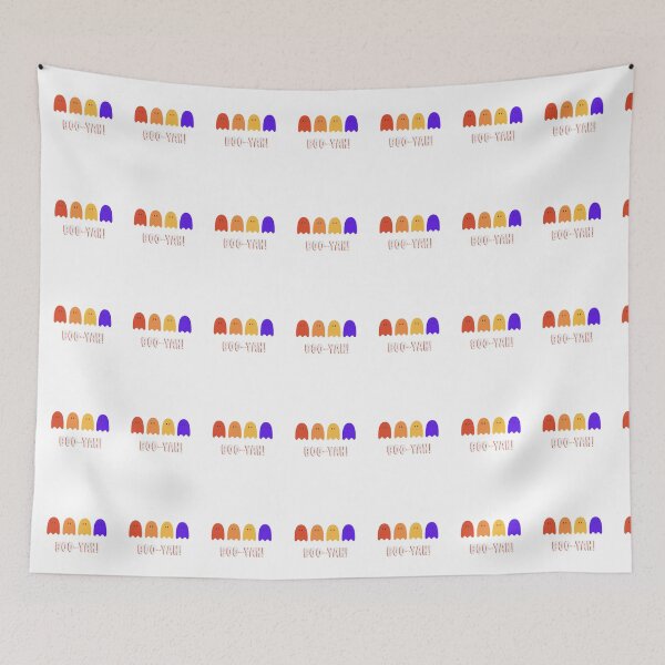 Item preview, Four Ghosts in classic Halloween colors say BOO-YAH! fun Halloween pattern designed and sold by Rabbitti.