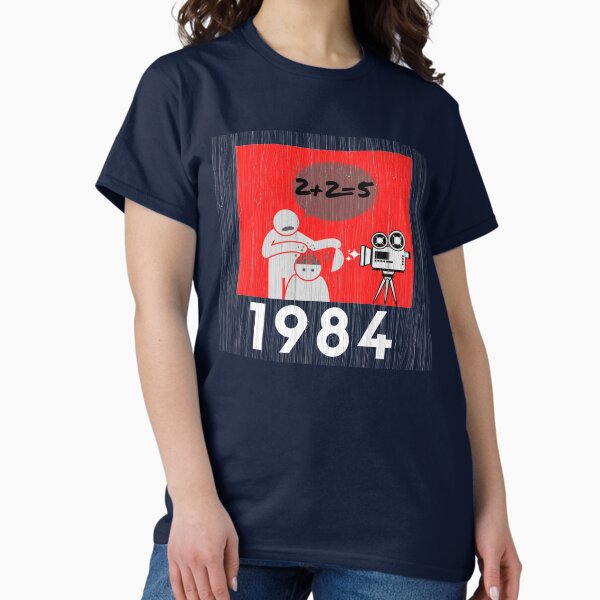 Vista previa del artículo con la obra «1984 2 + 2 = 5 Diseño de lavado de cerebro distópico inspirado en el libro de George Orwell», diseñado y vendido por ravixxdesigns.