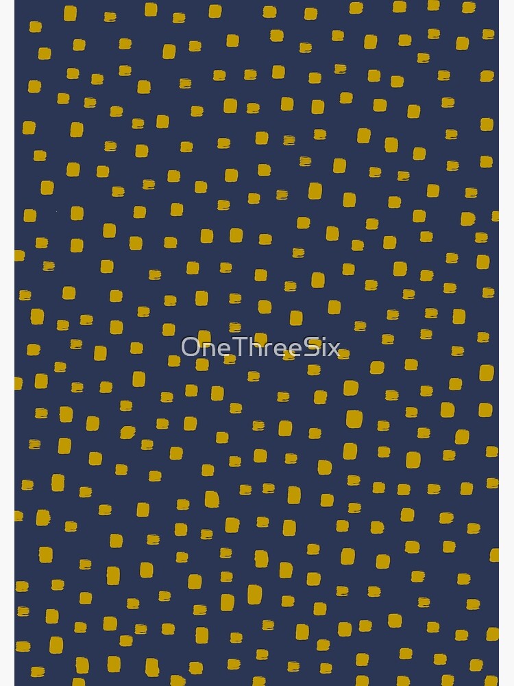 "Mustard Yellow Spots on Dark Blue" Poster for Sale by