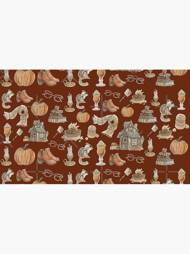 Cozy Fall Pattern - Wrap Around with Burnt Orange Background by WitchofWhimsy