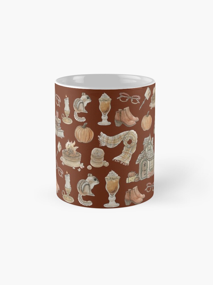 Alternate view of Cozy Fall Pattern - Wrap Around with Burnt Orange Background Mug