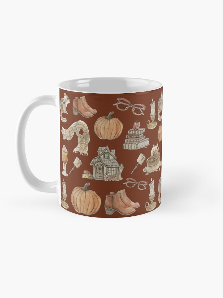 Alternate view of Cozy Fall Pattern - Wrap Around with Burnt Orange Background Mug