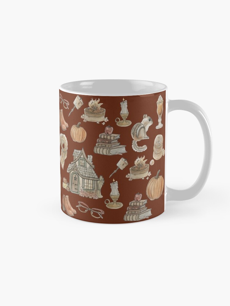 Alternate view of Cozy Fall Pattern - Wrap Around with Burnt Orange Background Mug