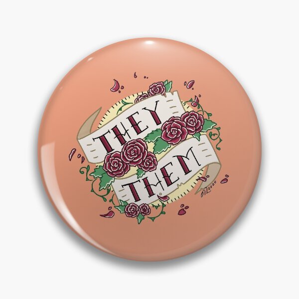 Item preview, They/Them Pronoun Rose Pin designed and sold by AshLernoutArt.
