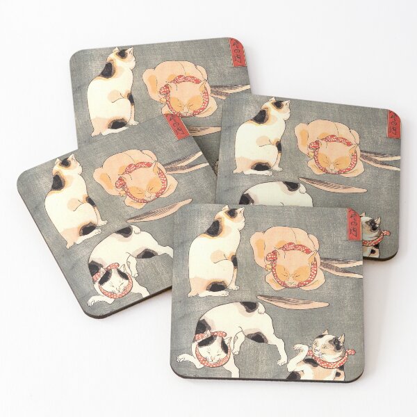 Item preview, Japanese Tattoo Flash Woodblock Print Cats designed and sold by Epitome Girl.