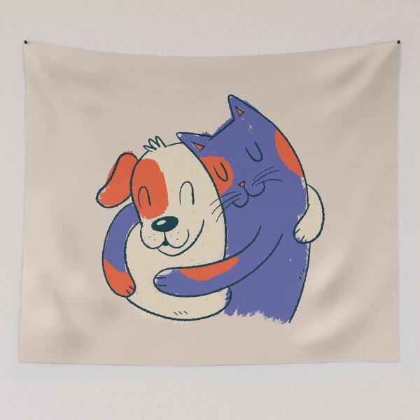 Item preview, Cat and Dog Hugging Each Other designed and sold by cutenfunny.