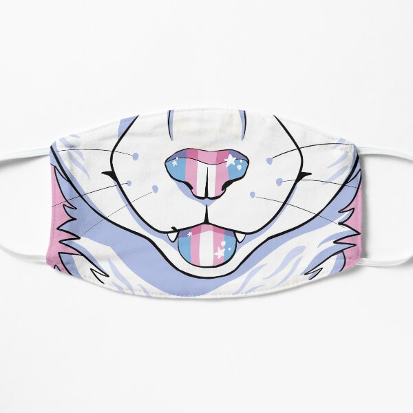 Trans Pride White Feline Flat Mask