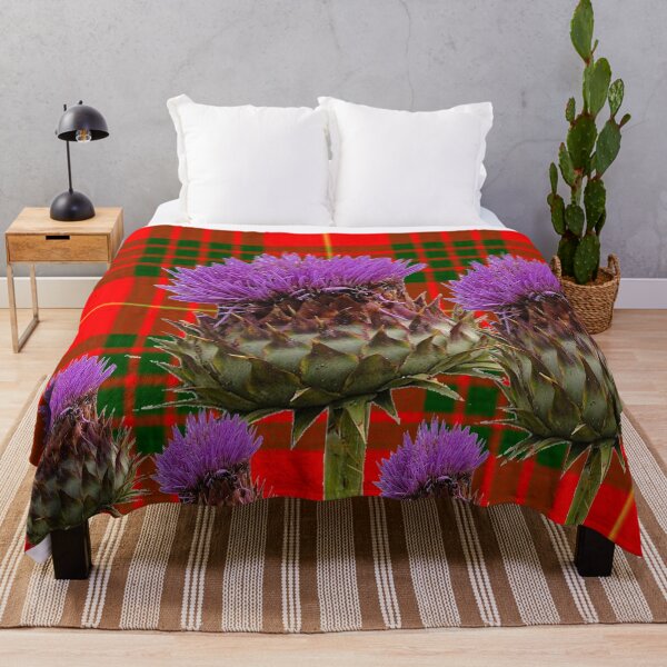 Item preview,  PURPLE THISTLES ART ON SCOTTISH CAMERON TARTAN  designed and sold by sharlesart.