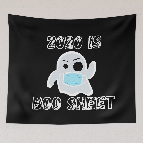 Item preview, 2020 IS BOO SHEET Angry ghost white text with mask for Halloween.   designed and sold by Rabbitti.