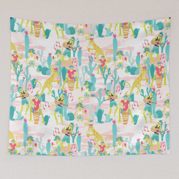 Item preview, Funny lizards jamming pattern designed and sold by SweetCoolVibes.
