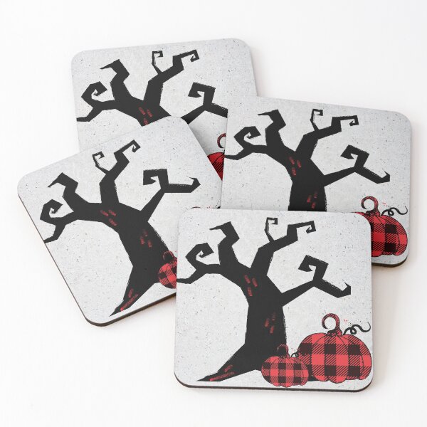 Item preview, Spooky Red Tree and Plaid Pumpkins designed and sold by MaryaMeerkat.