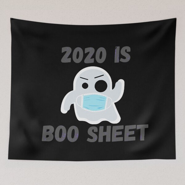 Item preview, 2020 IS BOO SHEET Angry ghost gray text with mask for Halloween designed and sold by Rabbitti.