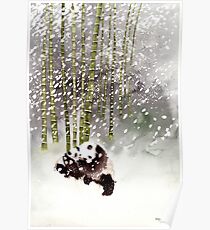 Pandas In The Snow Poster