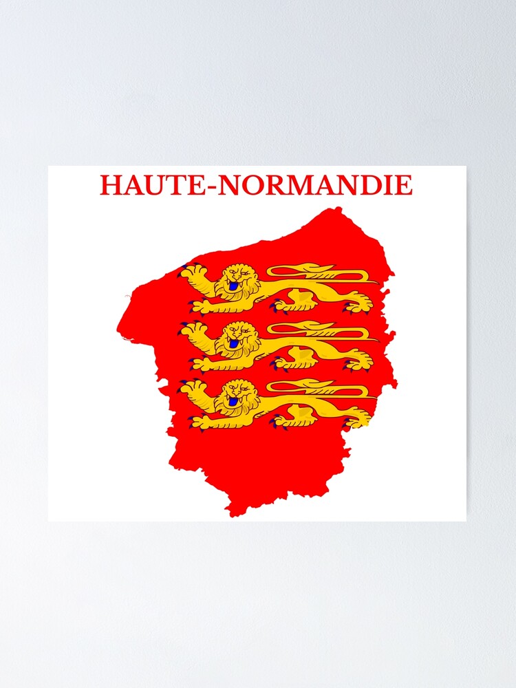 Poster for Sale avec l'œuvre « Drapeau de la carte de Haute-Normandie,  région française » de l'artiste MKCoolDesigns MK