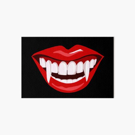 Red Lips and Vampire Fangs Art Board Print for Sale by ArtByBusyBee