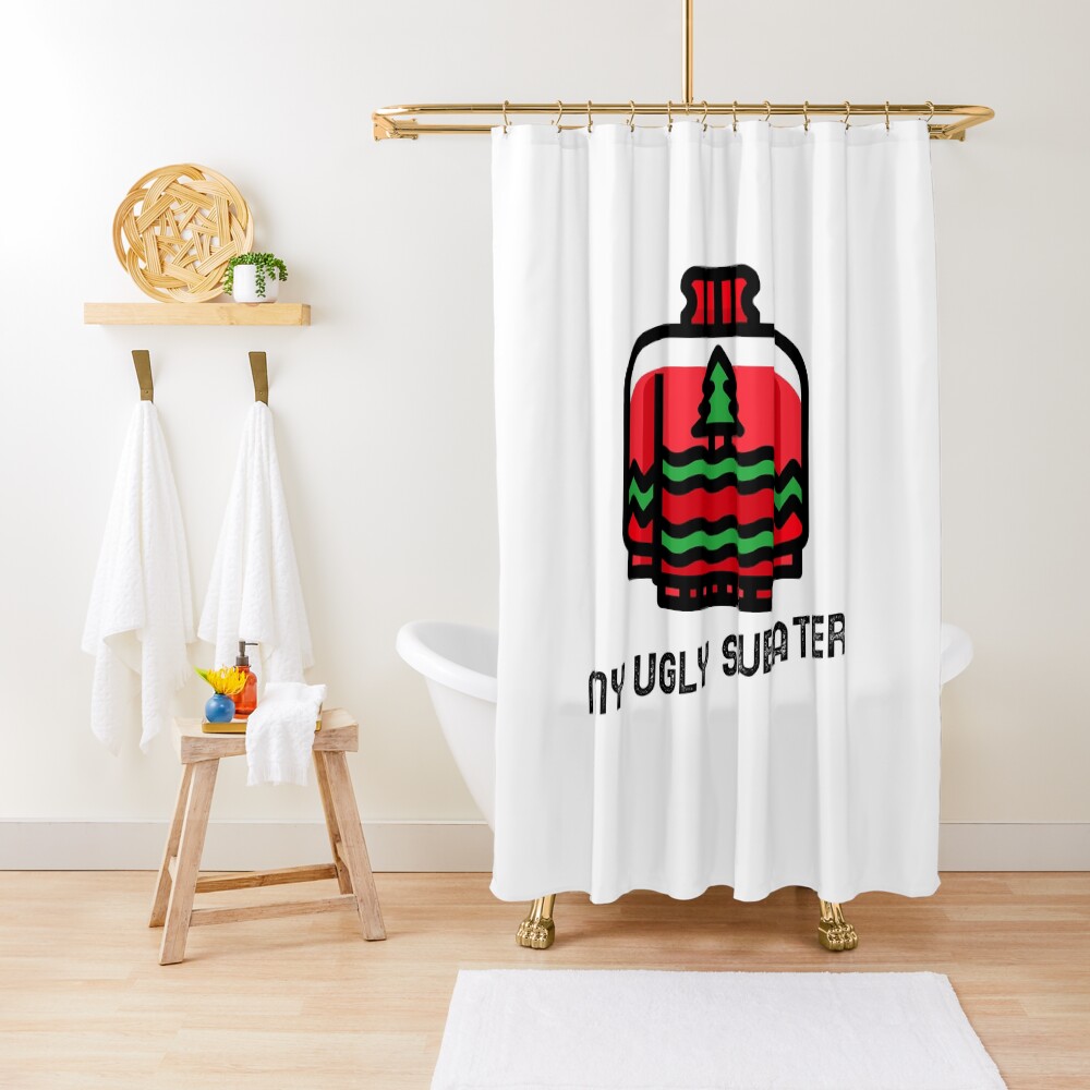 "My UGLY Sweater" Shower Curtain for Sale by SharonsPrints Redbubble