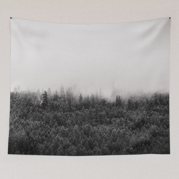 Item preview, Foggy Mountain Forest Black and White designed and sold by Amy Mitchell.