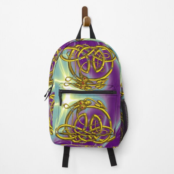 Item preview, GOLD HYPER DRAGON ,Celtic Knots with Gemstones in Purple Teal Waves designed and sold by BulganLumini.