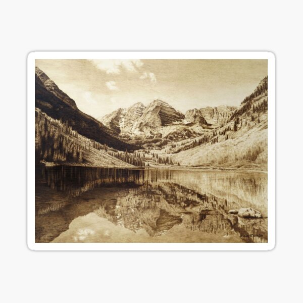 Mountain Woodburning by Minisa Robinson Sticker