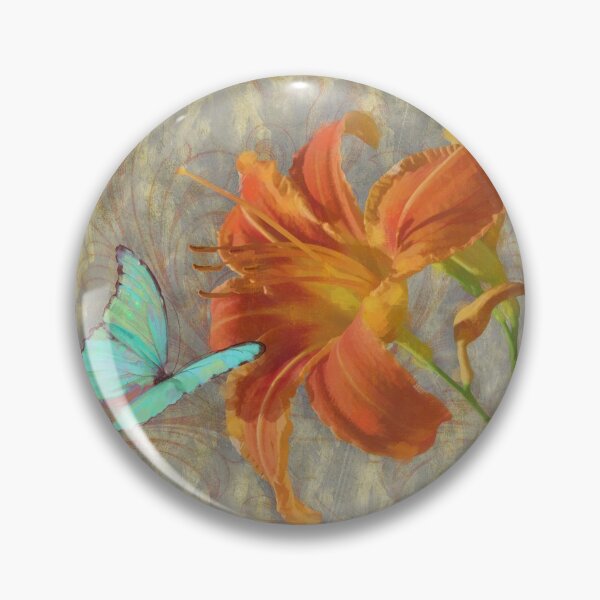 Item preview, Afternoon in Tuscany II orange day lily aqua butterfly designed and sold by Glimmersmith.