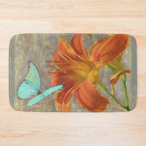 Item preview, Afternoon in Tuscany II orange day lily aqua butterfly designed and sold by Glimmersmith.
