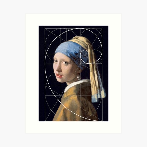 Modern Art Vermeer Girl with Pearl Earring Golden Ratio Art Print