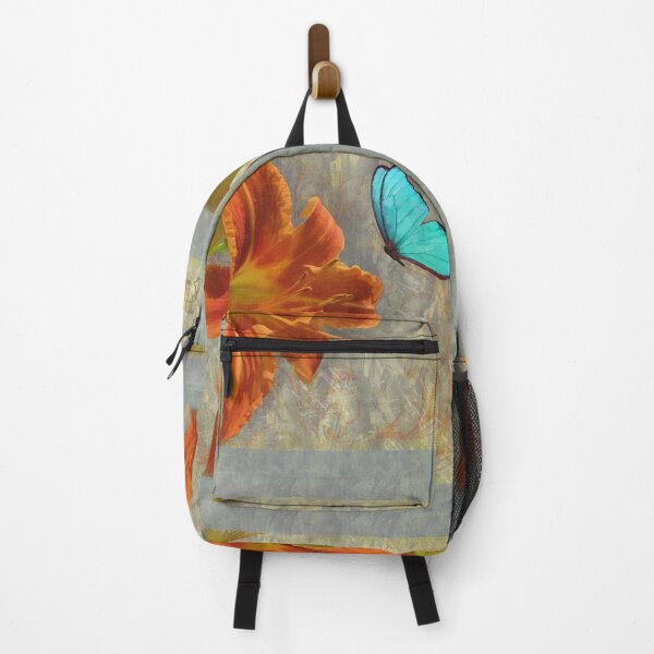 Item preview, Afternoon in Tuscany, orange day lily aqua butterfly designed and sold by Glimmersmith.