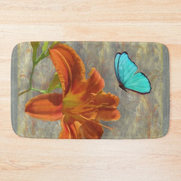 Item preview, Afternoon in Tuscany, orange day lily aqua butterfly designed and sold by Glimmersmith.