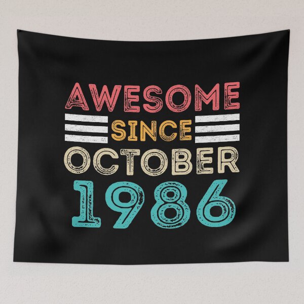 Item preview, Retro Vintage 34th Birthday - Awesome Since October 1986 designed and sold by meedTee.