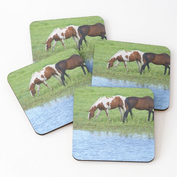 Item preview, A Paint and a Bay Grazing by a Pond designed and sold by Vivar Photo.