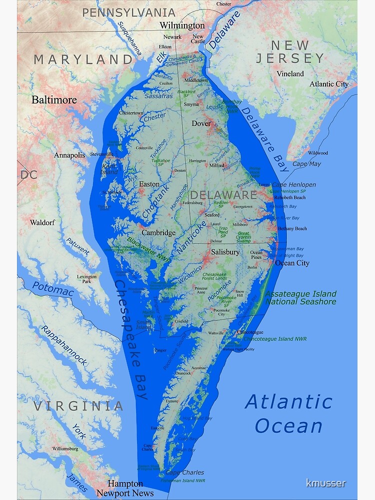 "Delmarva Peninsula map" Poster for Sale by kmusser Redbubble